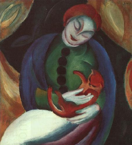 Franz Marc Madchen mit Katze II oil painting picture
